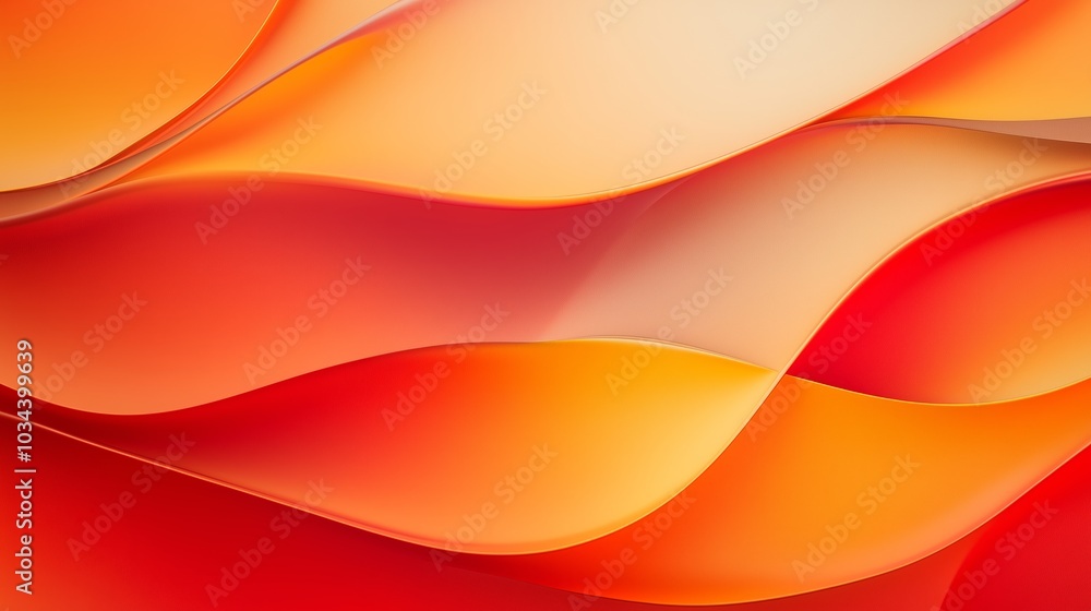 Poster vibrant orange and red wave patterns create a dynamic abstract design evoking warmth and energy in m