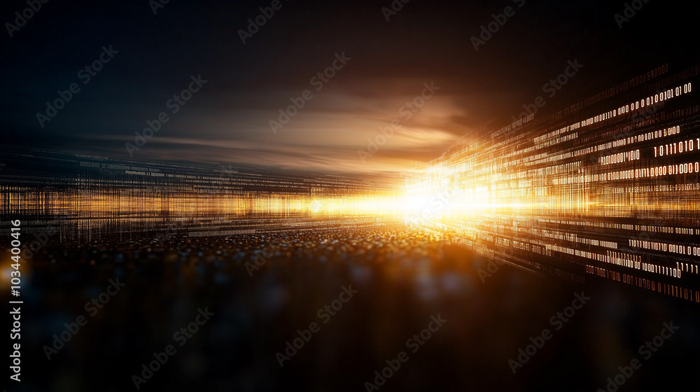 Poster abstract high-tech background with elements of digital flows and modern technologies, including arti