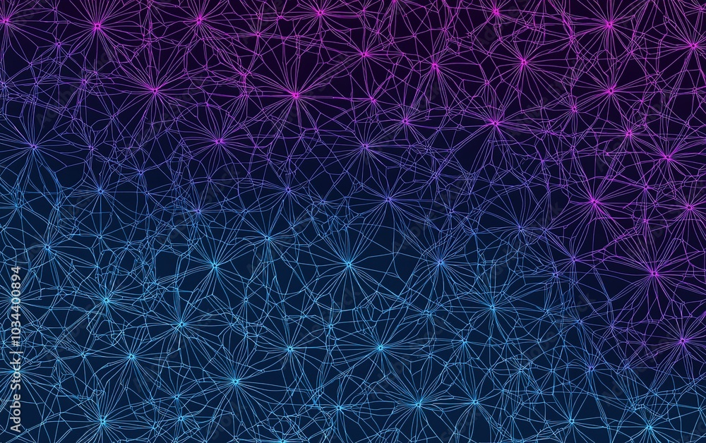 Poster abstract digital network with interconnected nodes displayed against a vibrant gradient background o