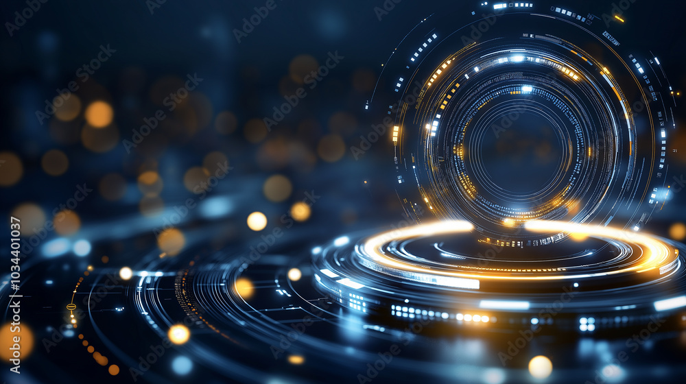 Poster abstract high-tech background with elements of digital flows and modern technologies, including arti