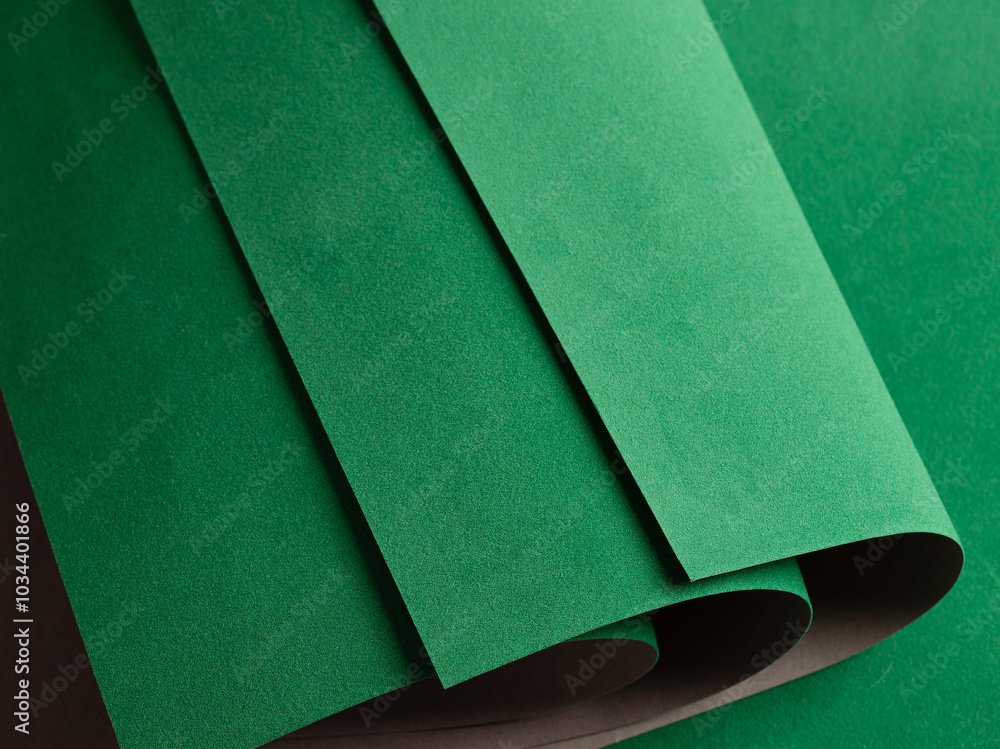 Aufkleber Paper texture background. Premium designer sheet with deep emerald shade and elegant structure. Clean, modern layers of soft felt fabric and flocked material. Chic, monochrome