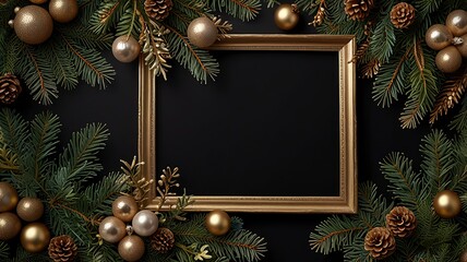 Free Photo Christmas greeting card Christmas border with copy space festive background	