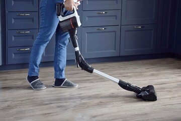Cleaning your home with a cordless modern vacuum cleaner