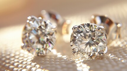Fototapeta premium A pair of diamond stud earrings a luxurious and timeless investment piece that can elevate any outfit and be passed down for generations to come.