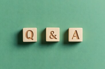 Q&A Blocks on Green Background: Communication and Learning Concept Imagery