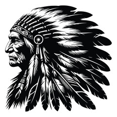 Indian Chief Mascot Head Silhouette vector