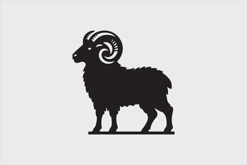 A ram curved horns and a strong body.