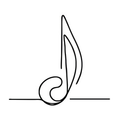 Musical symbol, a sign. Treble clef. Icon. Vector drawing. One-line drawing. A simple drawing depicting a continuous line of a tableware item for a liquid or drink.	