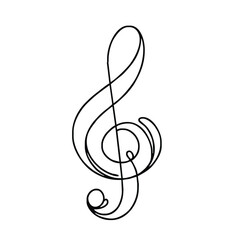 Musical symbol, a sign. Treble clef. Icon. Vector drawing. One-line drawing. A simple drawing depicting a continuous line of a tableware item for a liquid or drink.	
