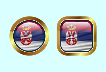 Glossy flag button of Serbia, High quality web button design