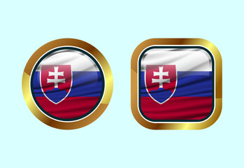 Obraz premium Glossy flag button of Slovakia, High quality web button design