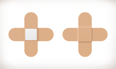 Realistic beige medical plaster for bandages, wounds, calluses.Vector illustration on a white background.