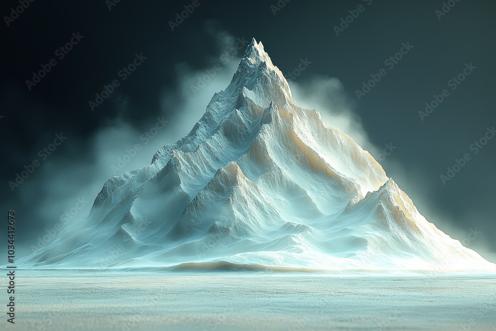 Poster a mountain forming from a pile of sand, symbolizing the creation of something monumental from the sm