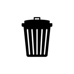 a vector design of a black trash can on a white background