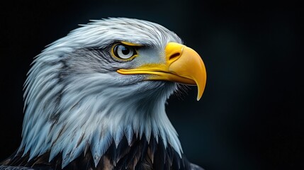 Obraz premium The American Bald Eagle has a white head and a yellow bill