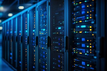 Row of Server Racks in a Data Center