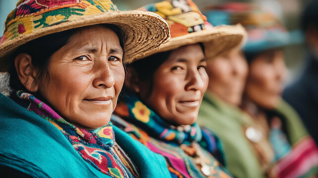 Portrait of an indigenous quechua woman with Copyspace