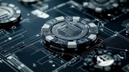 Hightech spy gadget disguised as casino chip with sleek design
