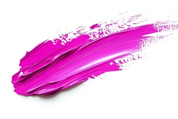 Magenta paint stroke with smooth, flowing texture and dynamic curves on a white background, radiating vibrancy and elegance..