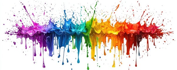 Fototapeta premium Vibrant and colorful paint splatter illustration with a rainbow gradient effect for creative design and artistic inspiration