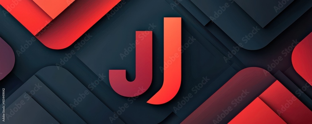 Aufkleber abstract design with bold red and orange shapes creating a modern geometric background