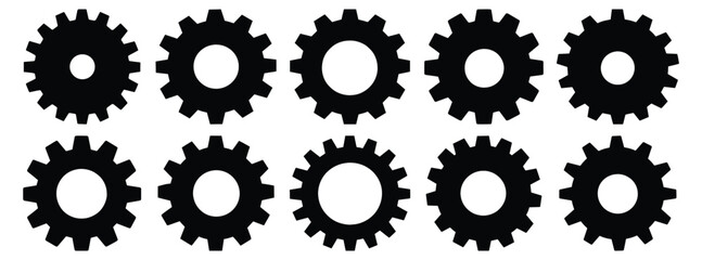 Gears silhouette set vector design big pack of cog illustration and icon