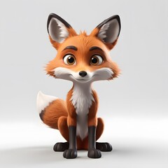 Obraz premium Animals with big eyes on white background Created with Generative AI technology.