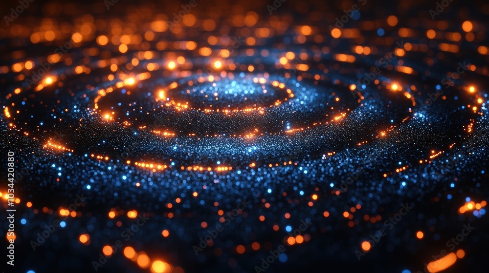 Aufkleber abstract futuristic background with digital blue light and data stream in the form of circles