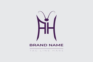 AH Butterfly logo design. Butterfly initials A and H line art logo template. This design can be used in cosmetics fashion and jewelry.