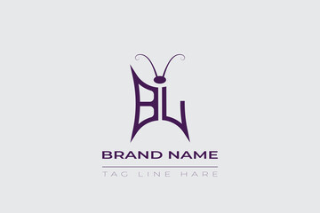 BL Butterfly logo design. Butterfly initials B and L line art logo template. This design can be used in cosmetics fashion and jewelry.