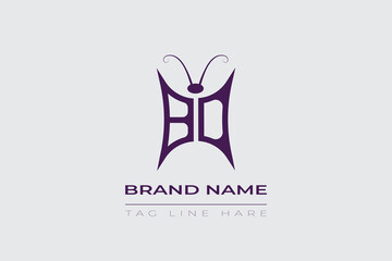 BO Butterfly logo design. Butterfly initials B and O line art logo template. This design can be used in cosmetics fashion and jewelry.