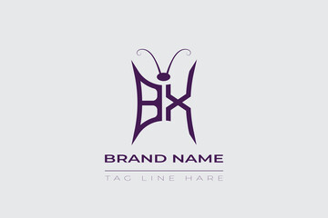 BX Butterfly logo design. Butterfly initials B and X line art logo template. This design can be used in cosmetics fashion and jewelry.
