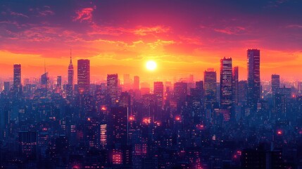 Fototapeta premium Cityscape Sunset