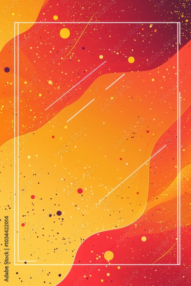 Aufkleber abstract red and yellow background with flowing lines and dots creating a vibrant and energetic desi