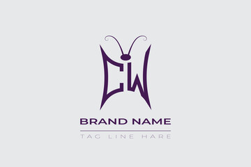 CW Butterfly logo design. Butterfly initials C and W line art logo template. This design can be used in cosmetics fashion and jewelry.