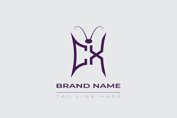 CX Butterfly logo design. Butterfly initials C and X line art logo template. This design can be used in cosmetics fashion and jewelry.