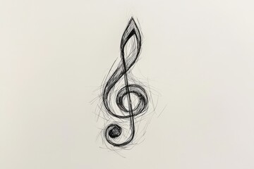Abstract simple line drawing of a musical note tattoo design on a light background, showcasing artistic elements and creativity