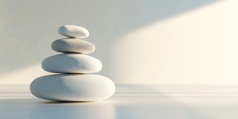 Tranquil Zen Stack. Concept of Balancing Stones in Harmony with Nature