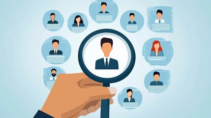 Global Business Connections.. Corporate networking. Concept of networking in a corporation. magnifying glass