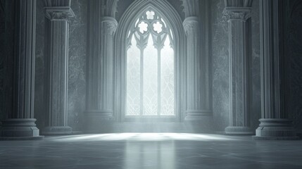 Dark Gothic Halloween Window Scene with Supernatural Energy 3D Render Illustration