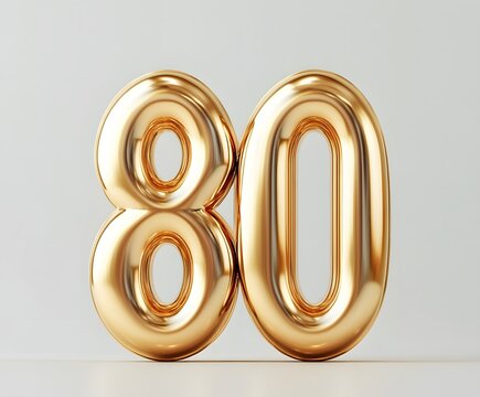 Golden Number Eighty Celebration Year 80th Anniversary Milestone Light Background Image