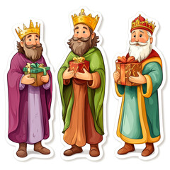 Obraz premium Nativity Scene with Three Kings and Gifts