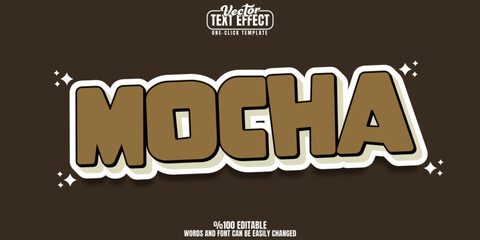 Mocha editable text effect, customizable coffee and chocolate 3d font style