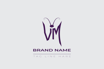 VM Butterfly logo design. Butterfly initials V and M line art logo template. This design can be used in cosmetics fashion and jewelry. 