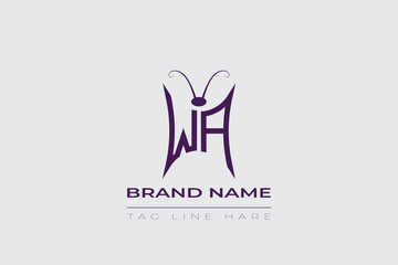 WA Butterfly logo design. Butterfly initials W and A line art logo template. This design can be used in cosmetics fashion and jewelry. 