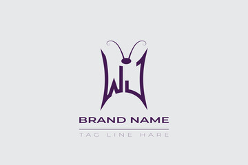 WJ Butterfly logo design. Butterfly initials W and J line art logo template. This design can be used in cosmetics fashion and jewelry. 
