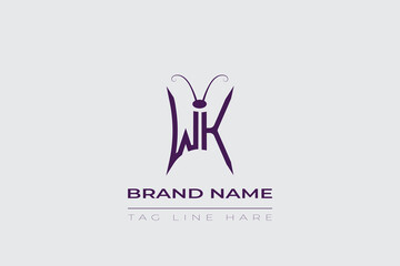 Fototapeta premium WK Butterfly logo design. Butterfly initials W and K line art logo template. This design can be used in cosmetics fashion and jewelry. 