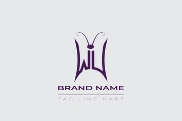 WU Butterfly logo design. Butterfly initials W and U line art logo template. This design can be used in cosmetics fashion and jewelry. 