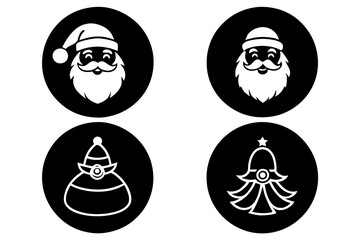 Santa Claus icon set vector. with round shape on white background.