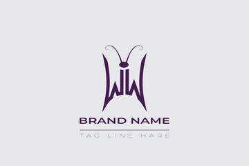 WW Butterfly logo design. Butterfly initials W and W line art logo template. This design can be used in cosmetics fashion and jewelry. 